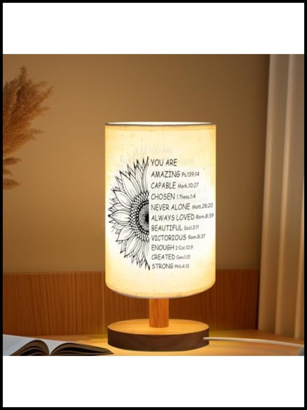 Christian Jesus Lamp Bible Verse Table Lamp USB Powered Bedside Light